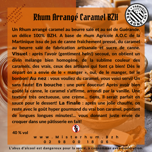Misterhum Rhum arrangé Caramel BZH 40% vol 70 cl